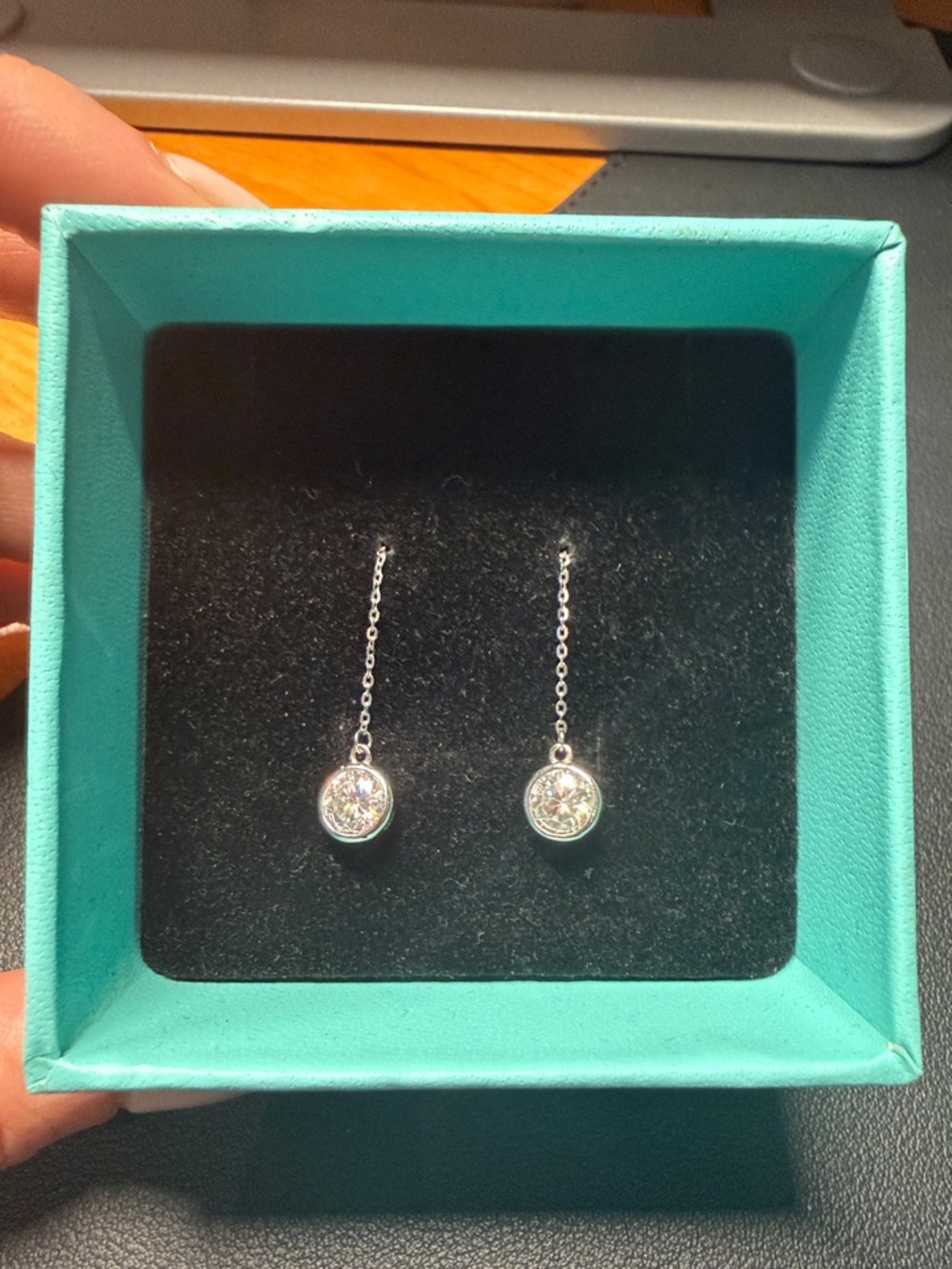 Sterling Threader Earrings with Sparkling Moissanite Stones